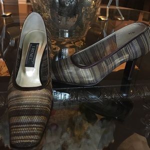 J.Renee mesh metallic heel.